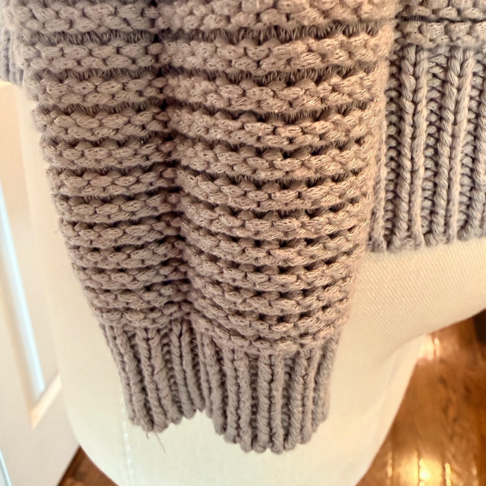 Off Shoulder Chunky Knit Sweater Gray Small Cozy Slouchy - Picture 7 of 9